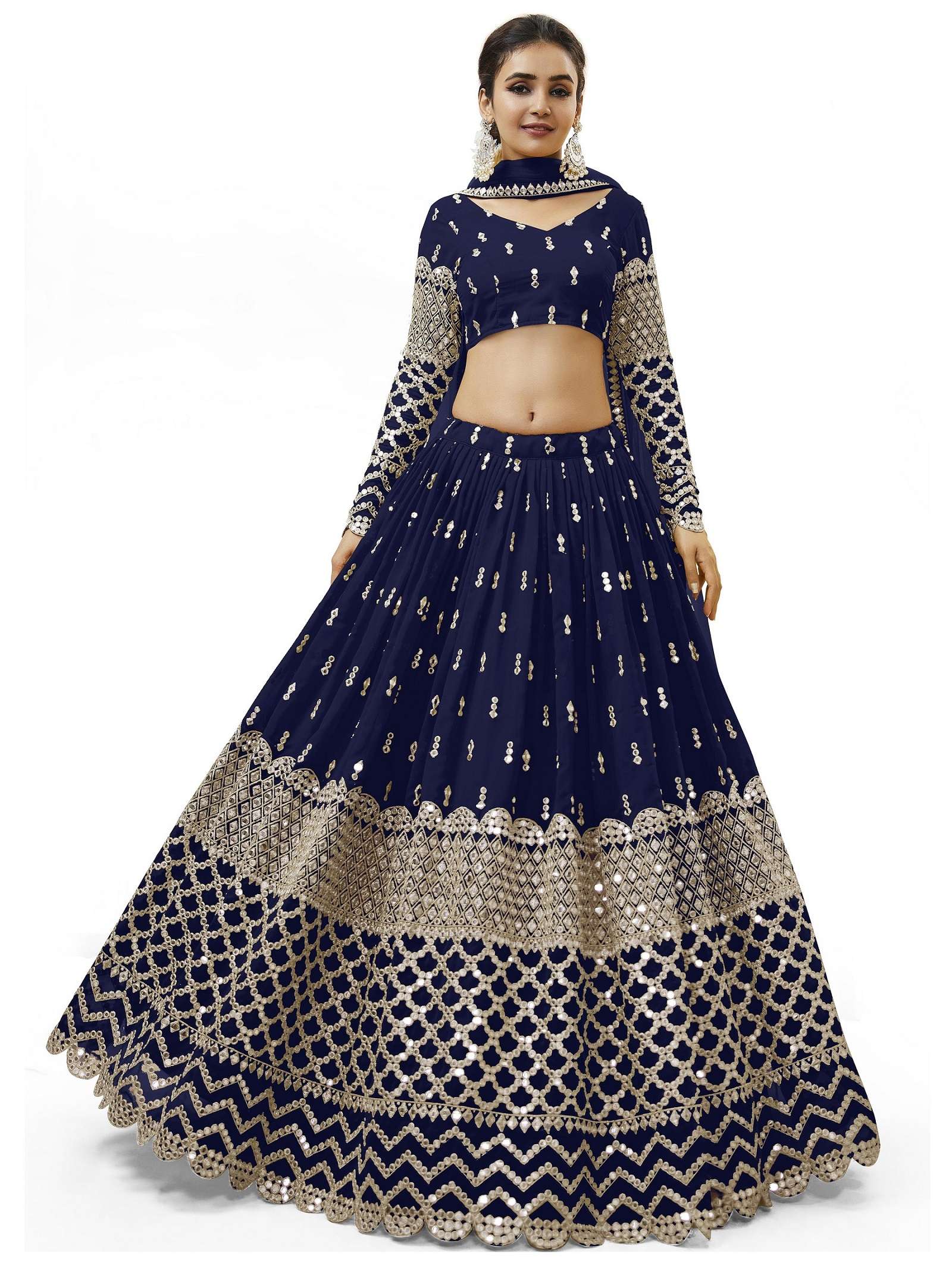 INDIAN BOLLYWOOD DESIGNER BLUE FANCY WEDDING PARTY WEAR GEORGETTE LEHENGA WITH THREAD SEQUENCE NAVRATRI LEHENGA CHOLI SM ZC EXRESSION 307