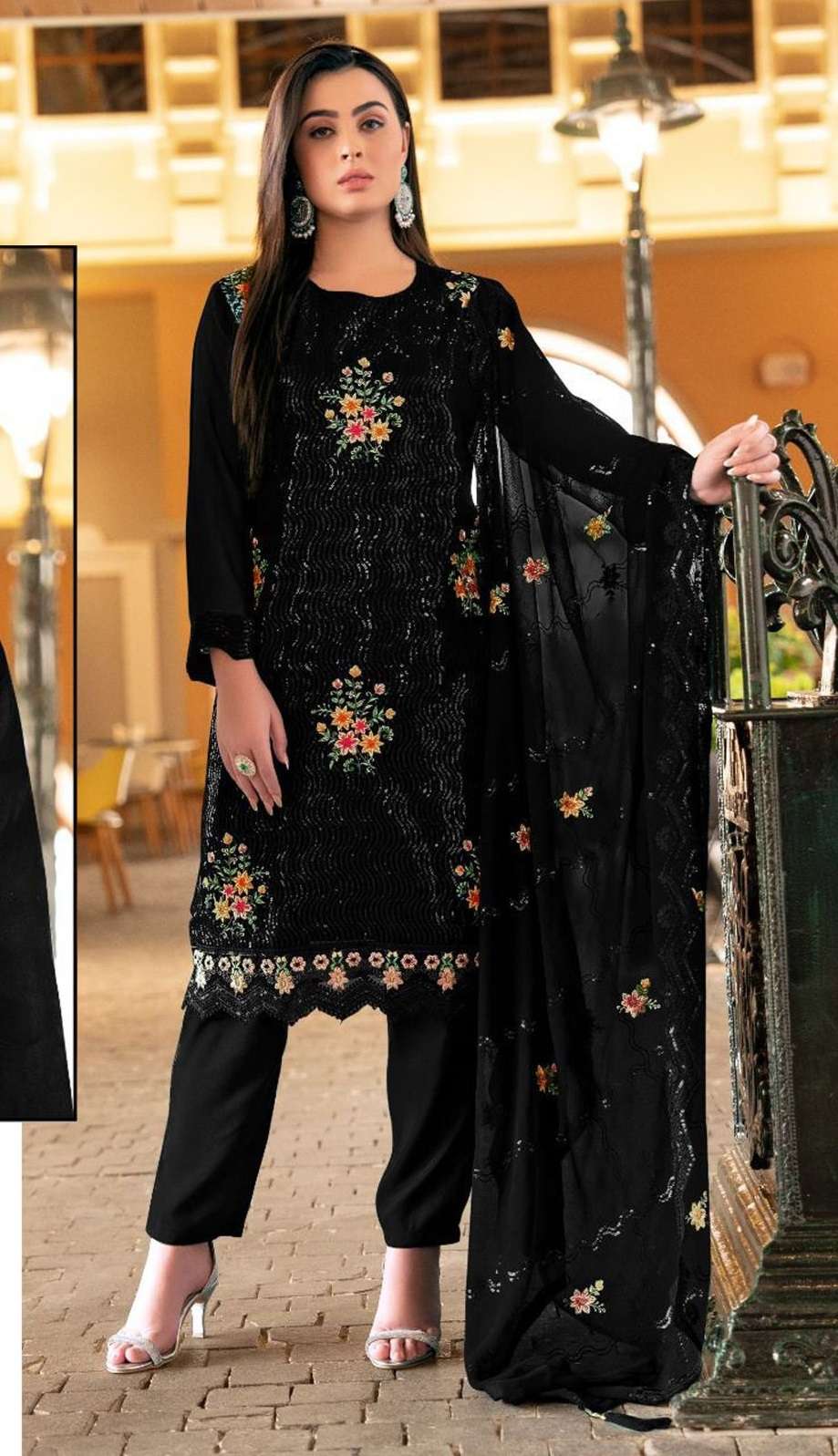 NEW DESIGNER FANCY PARTY WEAR BLACK GEORGETTE INDIAN PAKISATNI SALWAR SUIT JG 4105D