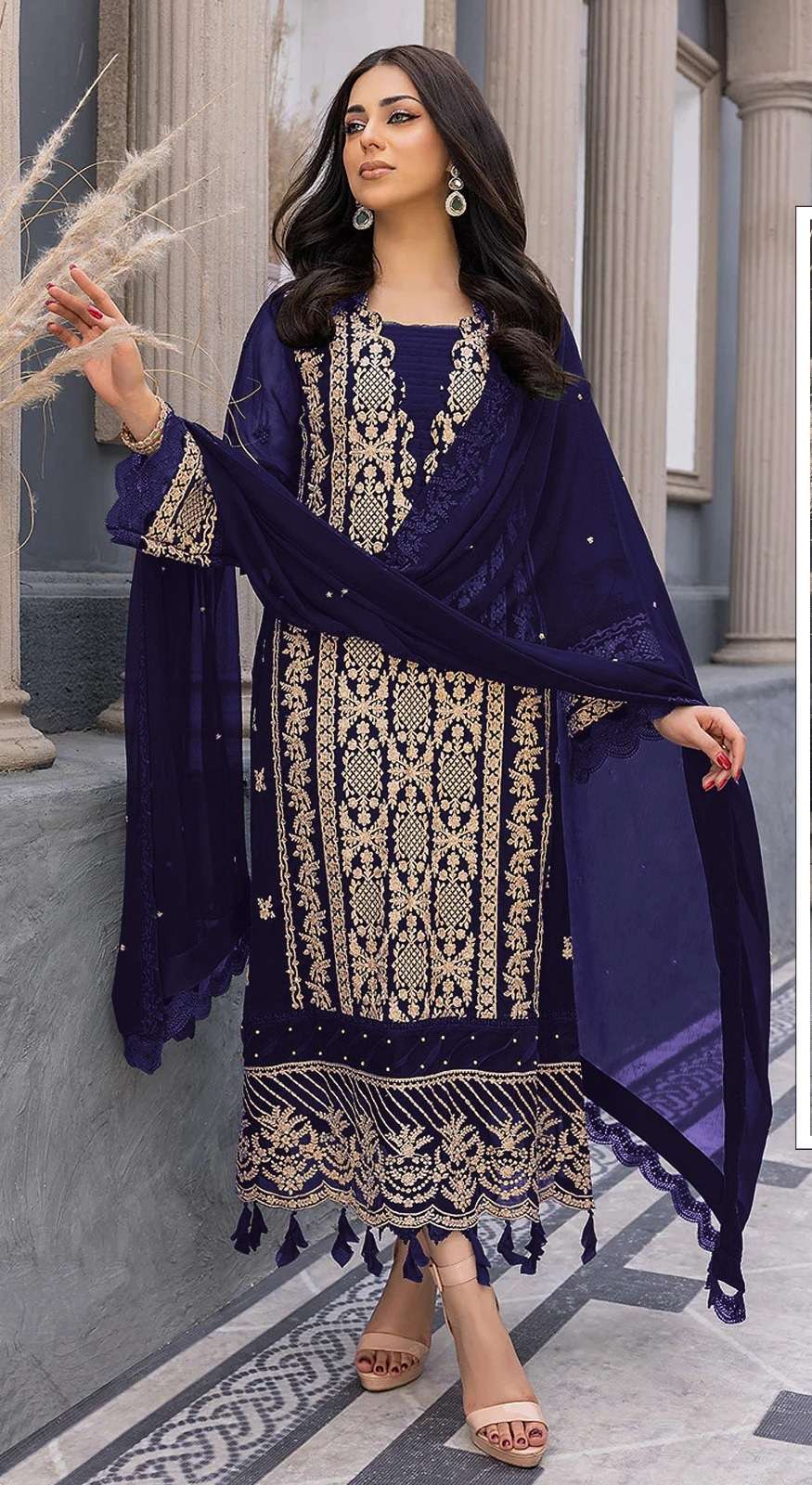 NEW DESIGNER FANCY PARTY WEAR BLUE GEORGETTE PAKISATNI SALWAR SUIT JG 16786B