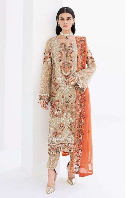 NEW DESIGNER FANCY PARTY WEAR CHIKU GEORGETTE INDIAN PAKISATNI SALWAR SUIT JG 10786A