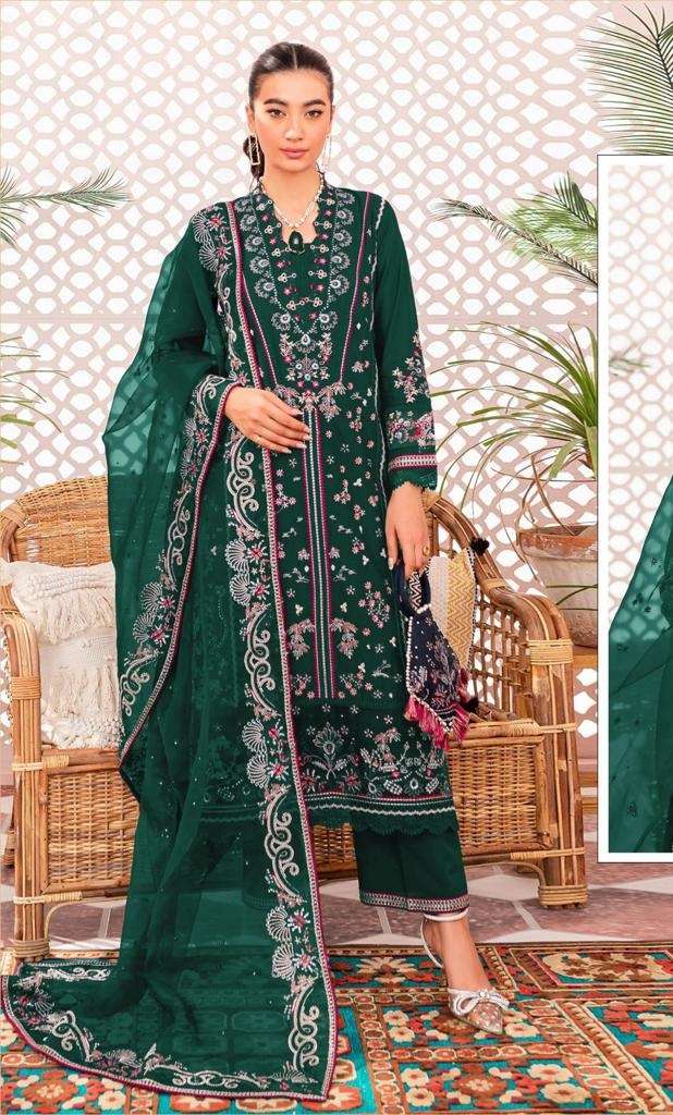 NEW DESIGNER FANCY PARTY WEAR GREEN GEORGETTE PAKISATNI SALWAR SUIT JG 17786B