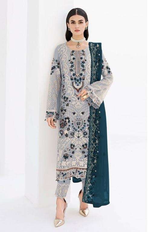 NEW DESIGNER FANCY PARTY WEAR GREY GEORGETTE INDIAN PAKISATNI SALWAR SUIT JG 10786D