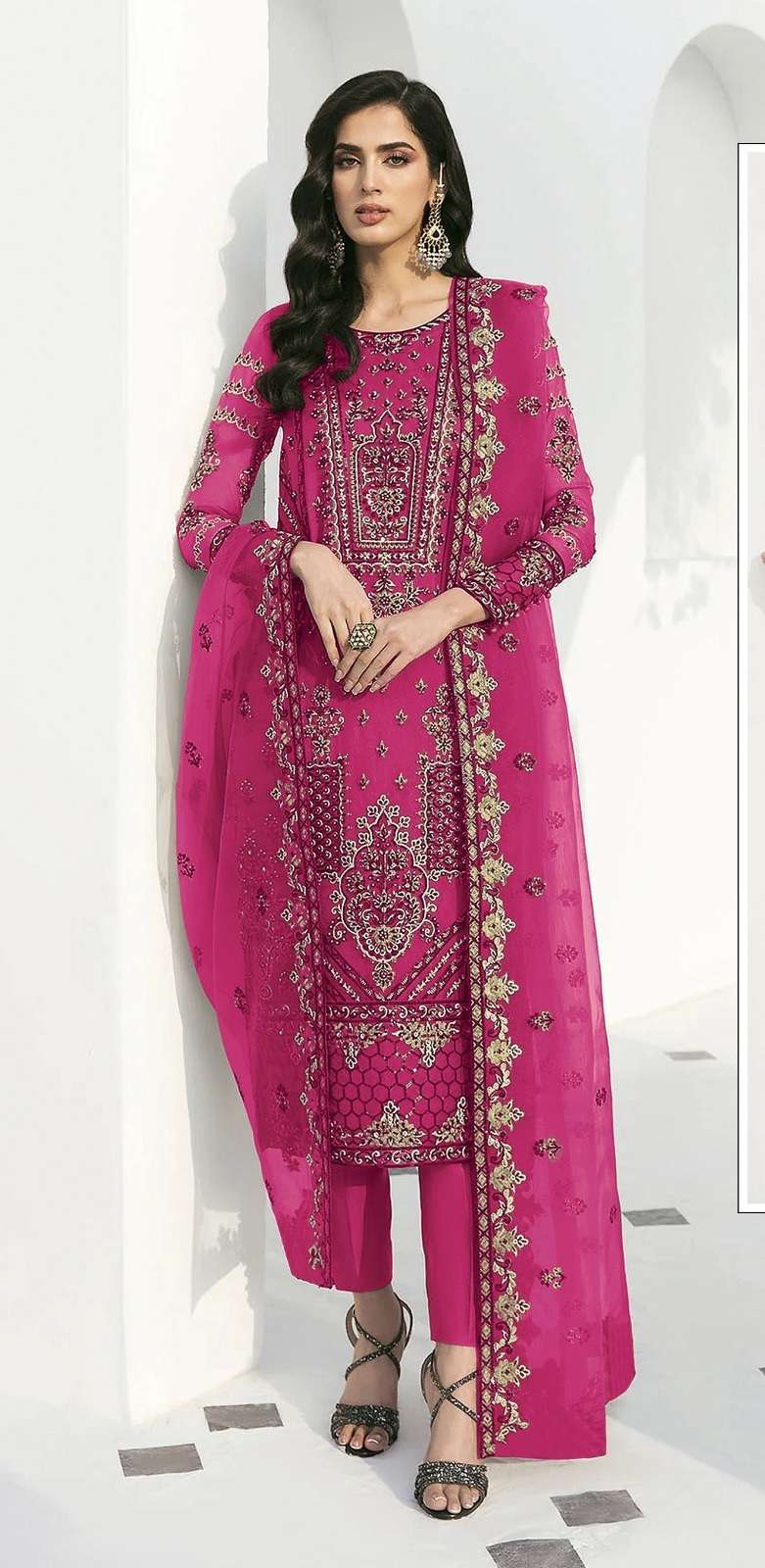 NEW DESIGNER FANCY PARTY WEAR PINK GEORGETTE INDIAN PAKISATNI SALWAR SUIT JG 1026D