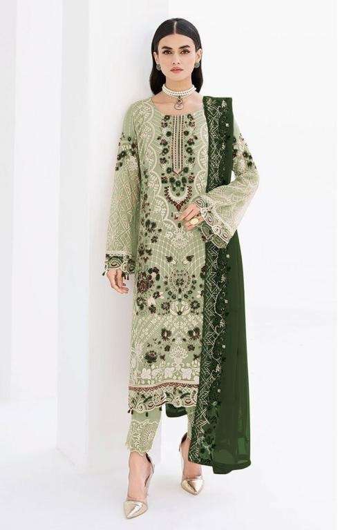 NEW DESIGNER FANCY PARTY WEAR PISTA GREEN GEORGETTE INDIAN PAKISATNI SALWAR SUIT JG 10786C