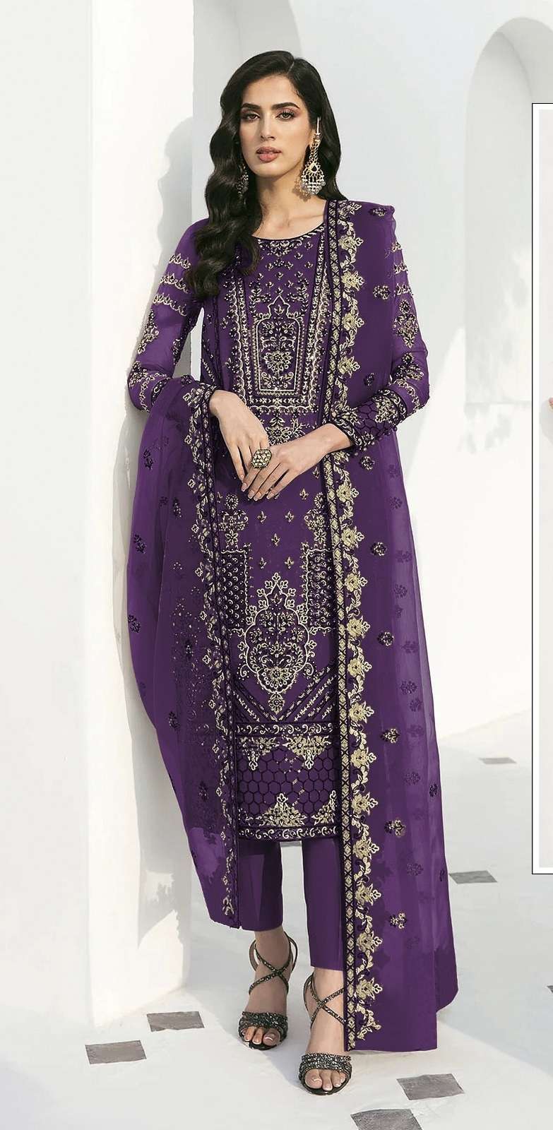 NEW DESIGNER FANCY PARTY WEAR PURPLE GEORGETTE INDIAN PAKISATNI SALWAR SUIT JG 1026B