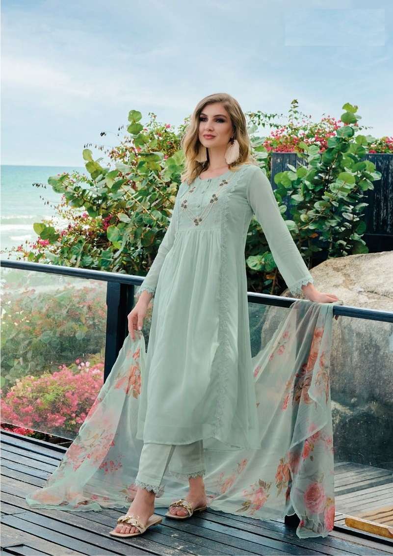 READY TO WEAR DESIGNER PISTA FANCY PARTY WEAR ORGANZA SUIT EB ALAYA 1551