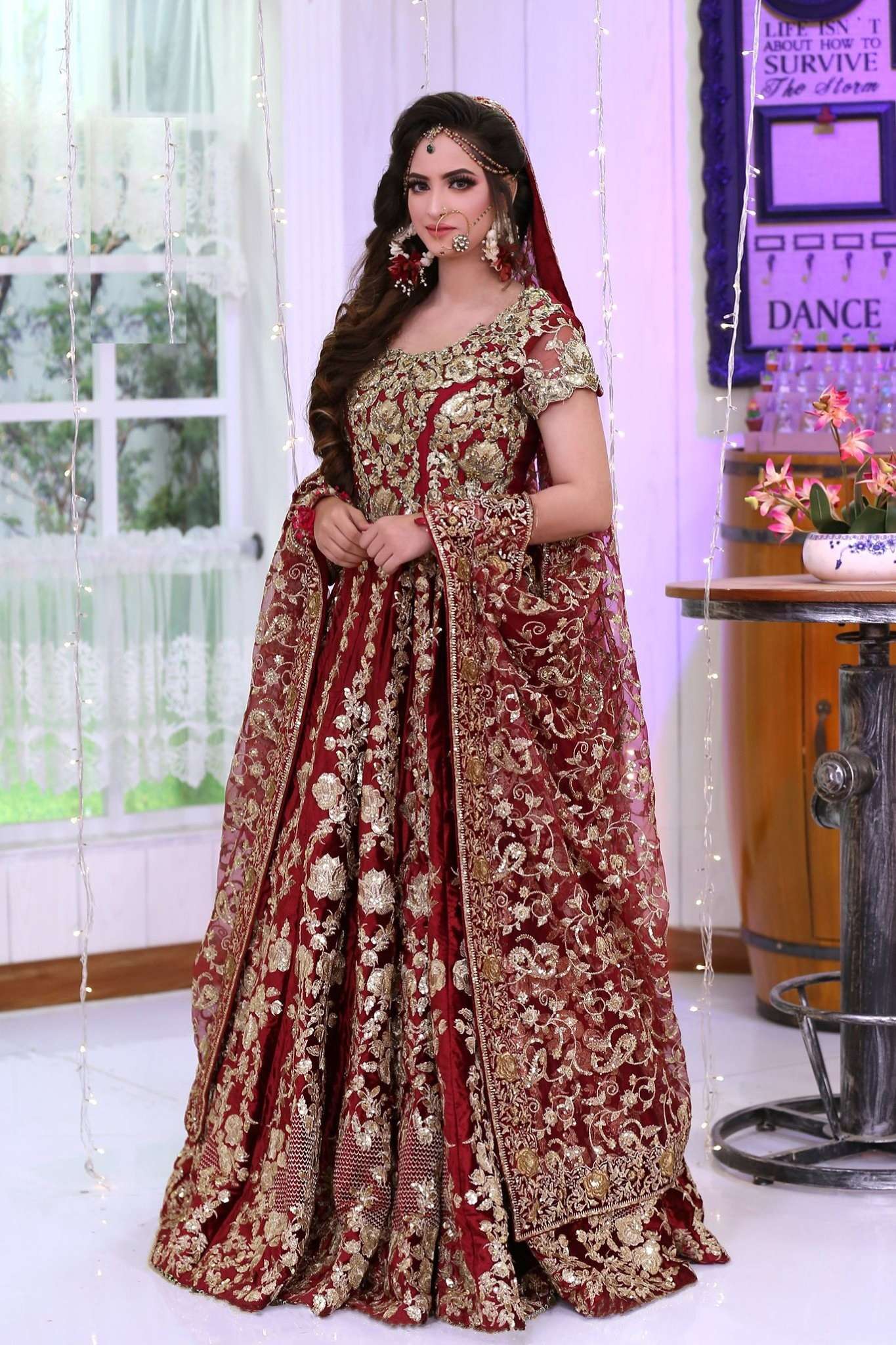 BOLLYWOOD STYLISH DESIGNER BRIDAL WEDDING WEAR LEHENGA IN VELVET FABRIC KB 1069 MAROON