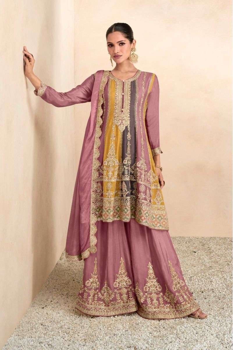 DESIGNER FANCY PARTY READY TO WEAR PEACE PAKISTANI FANCY PREMIUM SILK SALWAR SUIT AF PREET 7401B