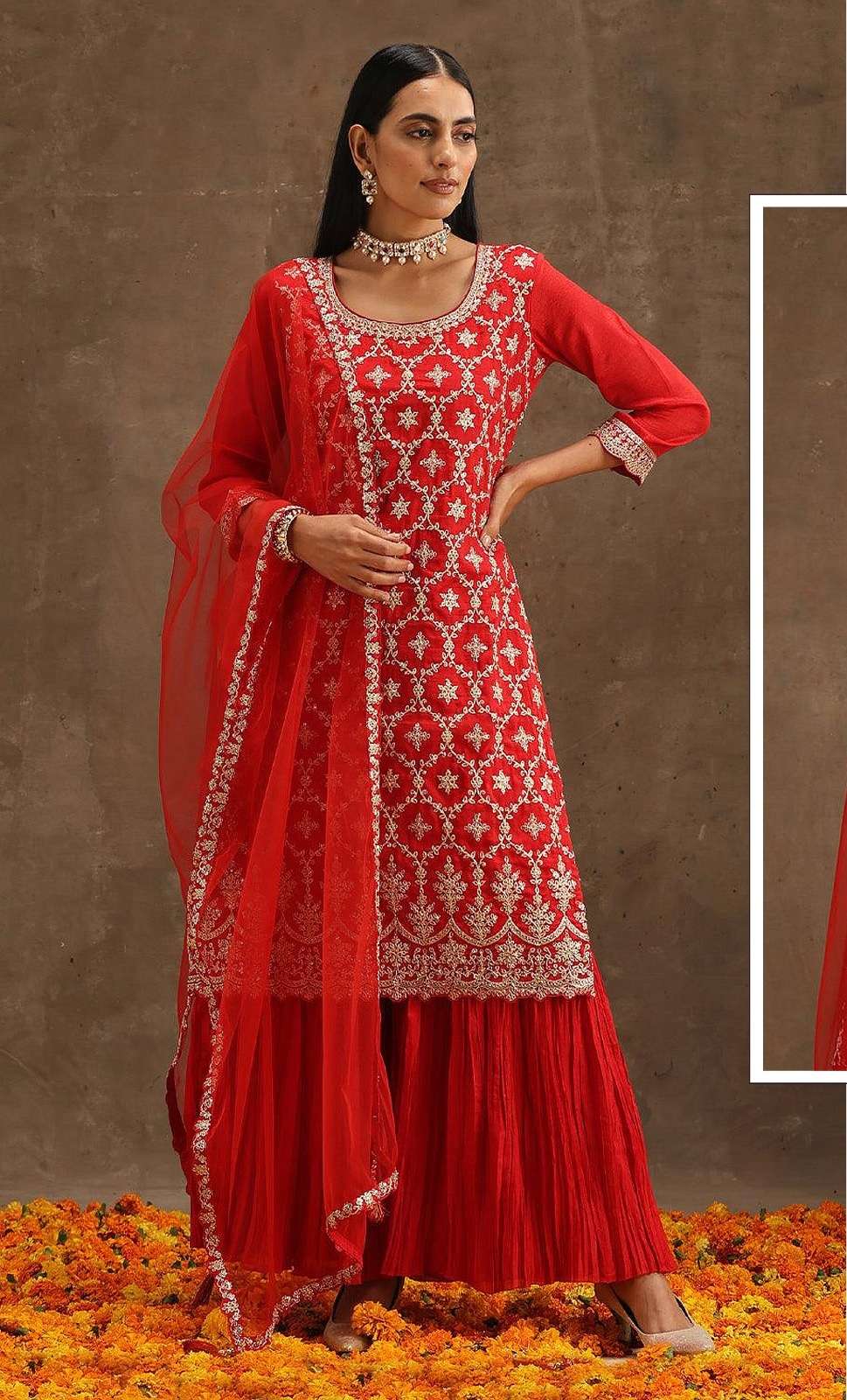 DESIGNER FANCY PARTY WEAR RED SHARAA STYLE SALWAR SUIT IN GEORGETTE FABRIC JG SENHORA 1039A