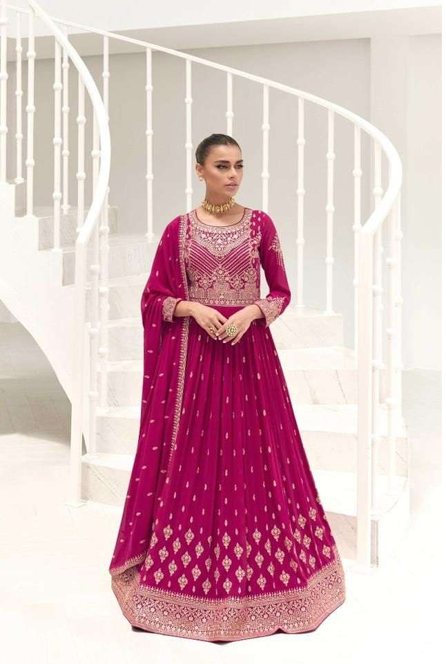 DESIGNER FANCY RANI PINK LONG ANARKALI SALWAR SUIT GOWN IN GEORGETTE EXCLUSIVE FOR WEDDING PARTY WEAR AF TAARA 9677