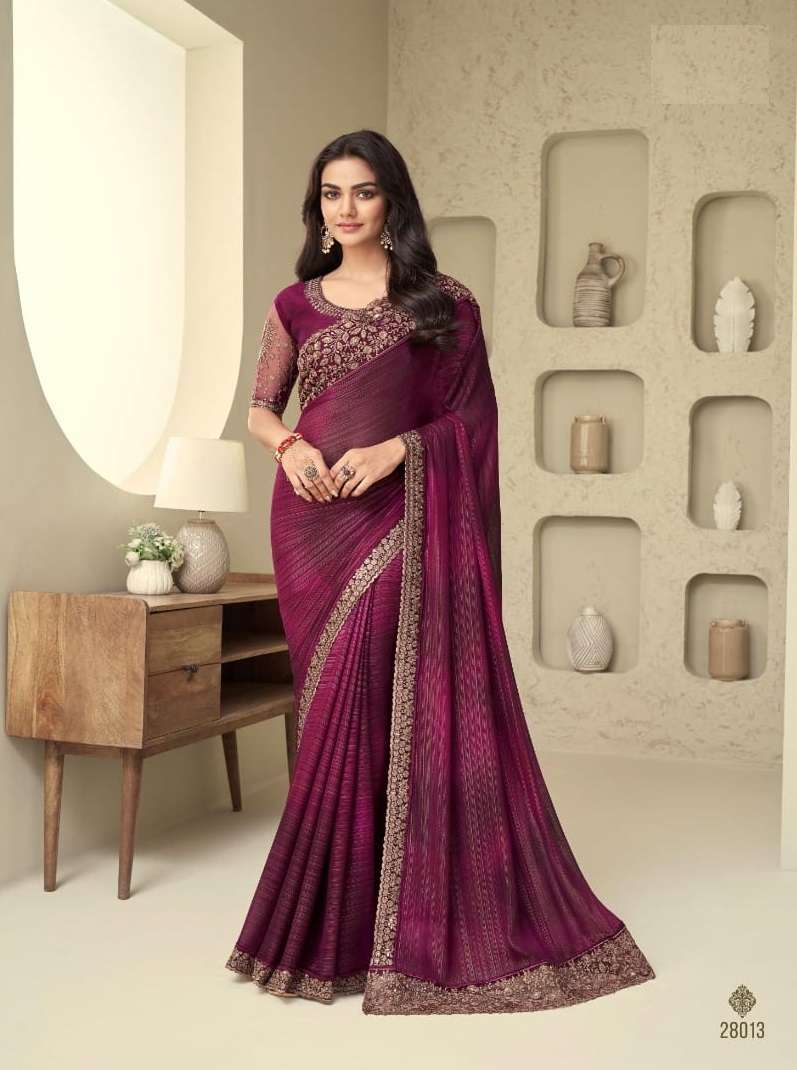 DESIGNER FANCY WEDDING PARTY WEAR DESIGNER FANCY MAGENTA SILK SAREE SM TFH SILVER 28013