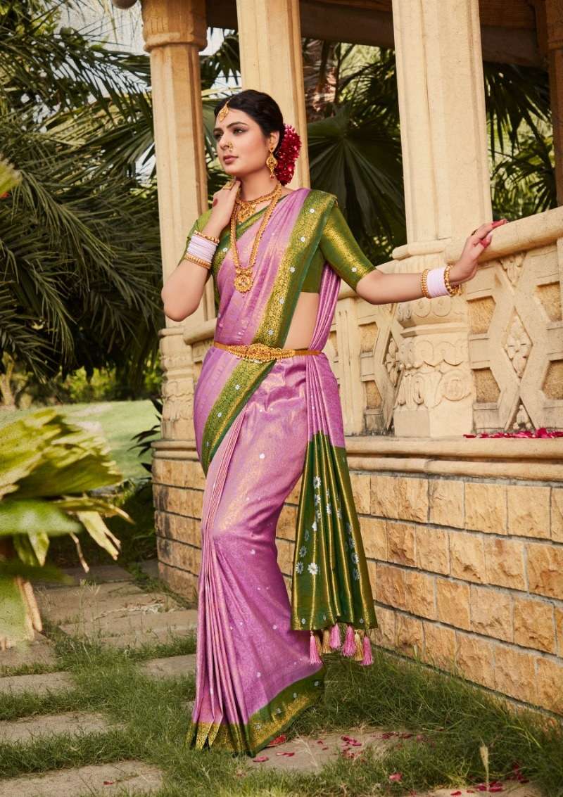 DESIGNER FANCY WEDDING PARTY WEAR DESIGNER FANCY PINK SILK SAREE SM PANKH 5205