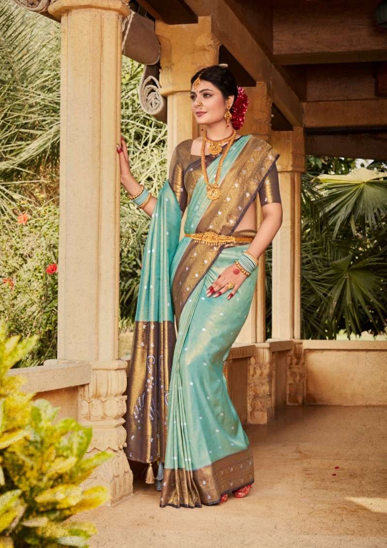 DESIGNER FANCY WEDDING PARTY WEAR DESIGNER FANCY SKY BLUE SILK SAREE SM PANKH 5210