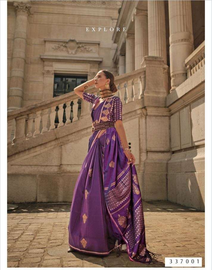 DESIGNER FANCY WEDDING PARTY WEAR DESIGNER FANCY WEAVING PURPLE SILK SAREE SM RAJTEX KAIZEN 337001