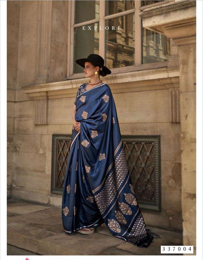 DESIGNER FANCY WEDDING PARTY WEAR DESIGNER FANCY WEAVING BLUE SILK SAREE SM RAJTEX KAIZEN 337004