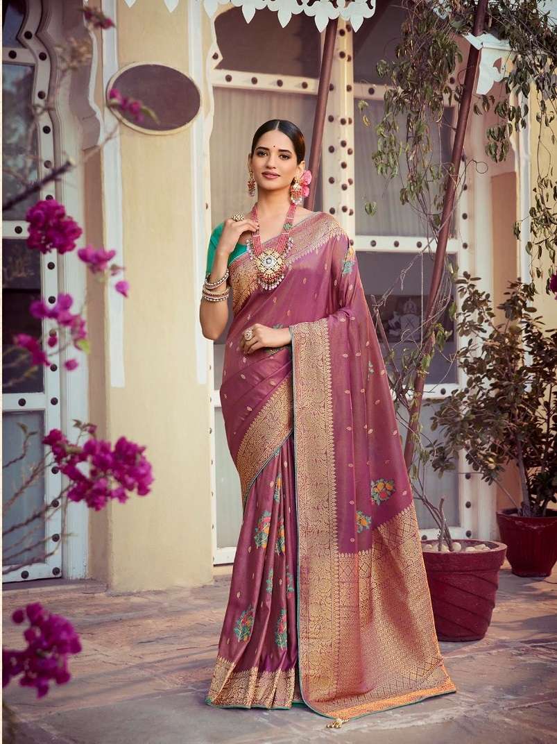 DESIGNER FANCY WEDDING PARTY WEAR HEAVY PINK SILK SAREE SM PANKH TANTRA 4407