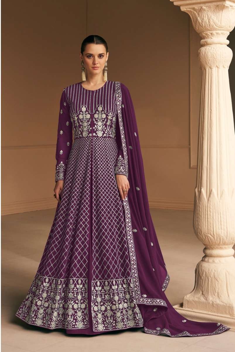 DESIGNER FANCY WINE LONG ANARKALI GEORGETTE SALWAR SUIT GOWN EXCLUSIVE FOR WEDDING PARTY WEAR CPR 9656D