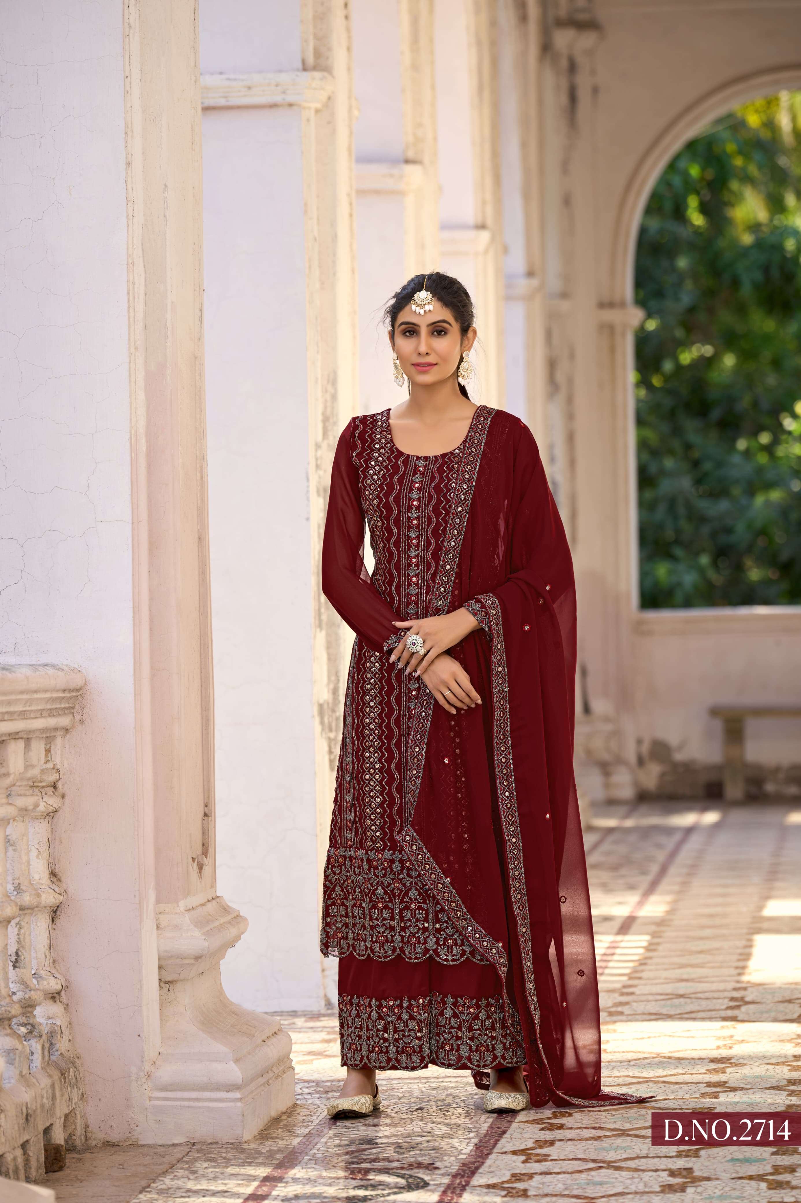 DESIGNER RED SILK SALWAR SUIT FOR WEDDING PARTY WEAR ANY TWISHA 2714