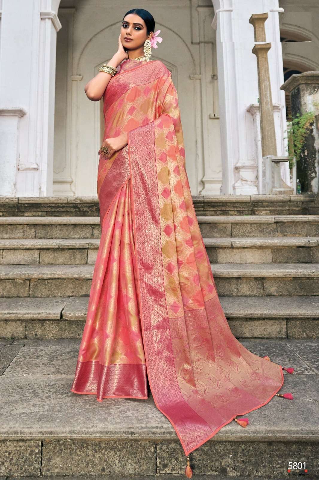 DESIGNER WEDDING PARTY FUNCTION WEAR PEACE HEAVY SILK SAREE COLLECTION TATHSTU ANR SM RANGREJ 5801