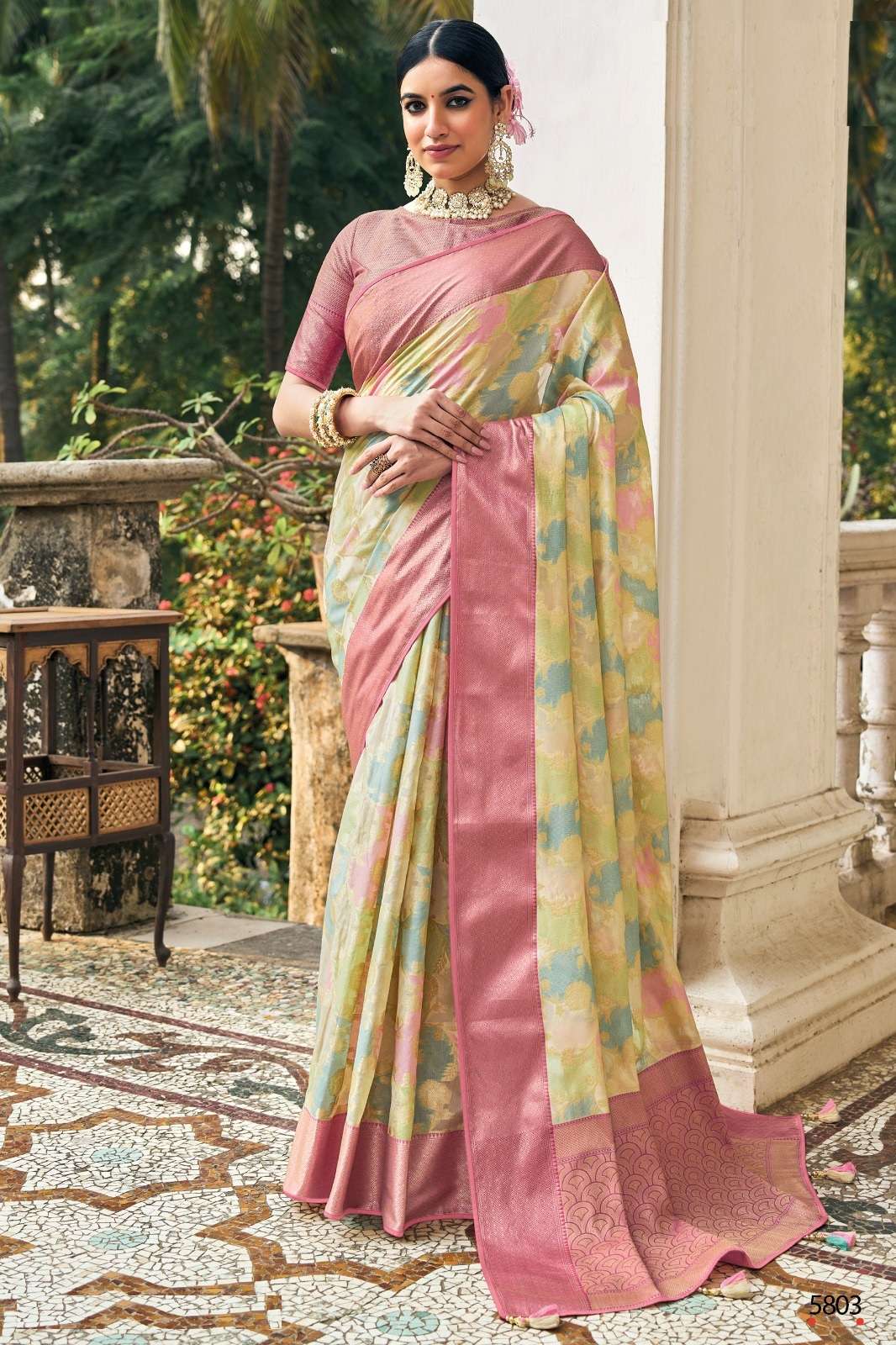 DESIGNER WEDDING PARTY FUNCTION WEAR YELLOW HEAVY SILK SAREE COLLECTION TATHSTU ANR SM RANGREJ 5803