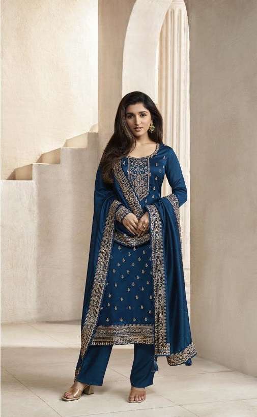 NEW DESIGNER FANCY PARTY WEAR INDIAN PAKISATNI BLUE SALWAR SUIT IN GEORGETTE SILK DST VINAY ANCHAL 64592