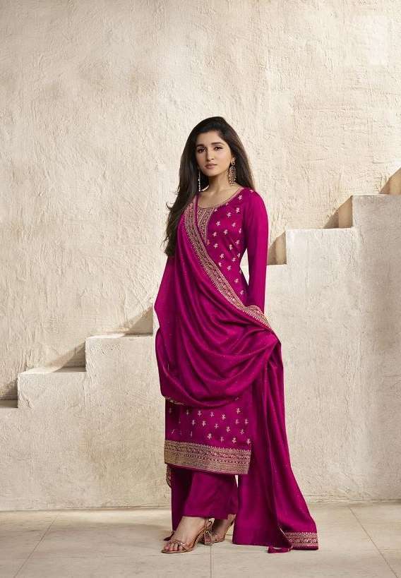 NEW DESIGNER FANCY PARTY WEAR INDIAN PAKISATNI PINK SALWAR SUIT IN GEORGETTE SILK DST VINAY ANCHAL 64597