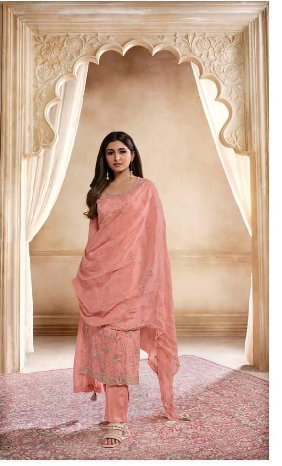 NEW DESIGNER FANCY PARTY WEAR PEACE ORGANZA INDIAN PAKISATNI SALWAR SUIT DST VINAY PEARL 64506