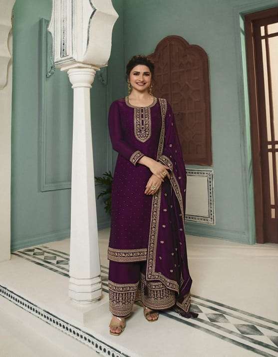 NEW DESIGNER FANCY PARTY WEAR PURPLE INDIAN PAKISATNI SALWAR SUIT IN GEORGETTE SILK SM VINAY SHAHENN 64865