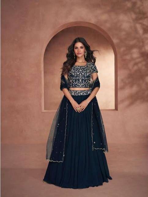 BOLLYWOOD DESIGNER FANCY PARTY WEAR BLUE SILK LEHENGA CHOLI COLLECTION SY SHEHNAAI 5310