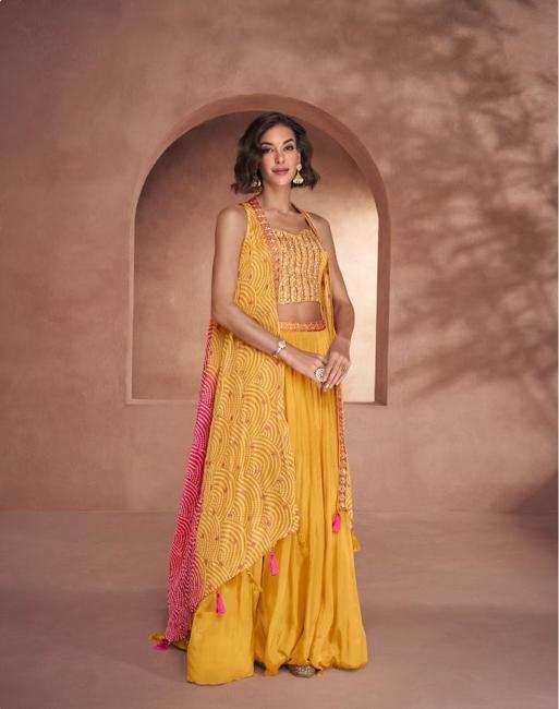 BOLLYWOOD DESIGNER FANCY PARTY WEAR YELLOW SILK LEHENGA CHOLI COLLECTION SY SHEHNAAI 5312