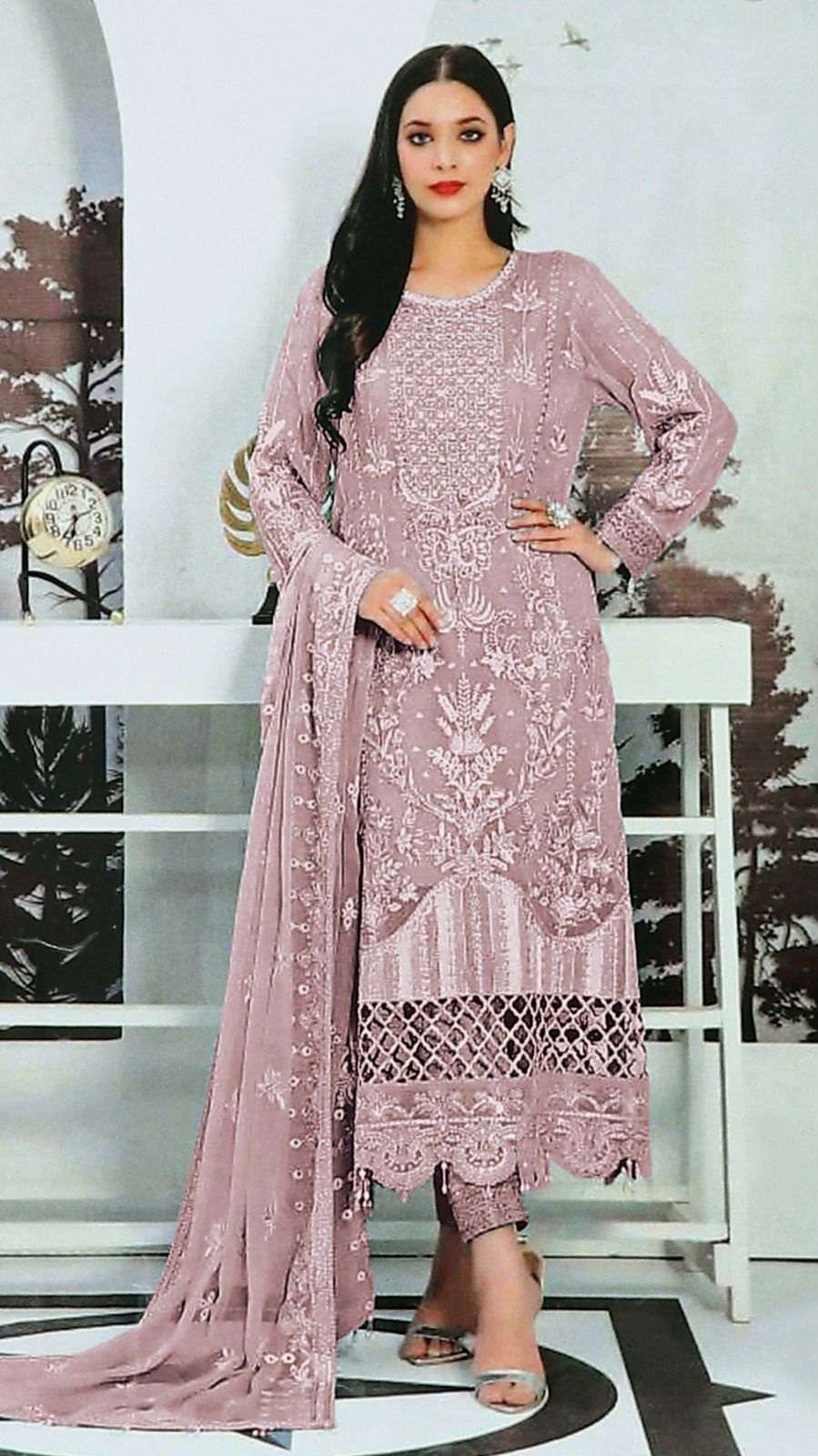 DESIGNER FANCY PARTY WEAR INDIAN PAKISTANI SALWAR SUIT IN FAUX GEORGETTE JG 1525 B