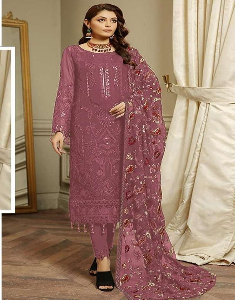 DESIGNER FANCY WEDDING PARTY FESTIVAL WEAR FAUX GEORGETTE PEACE PAKISTANI STARIGHT SALWAR SUIT JG 4110C