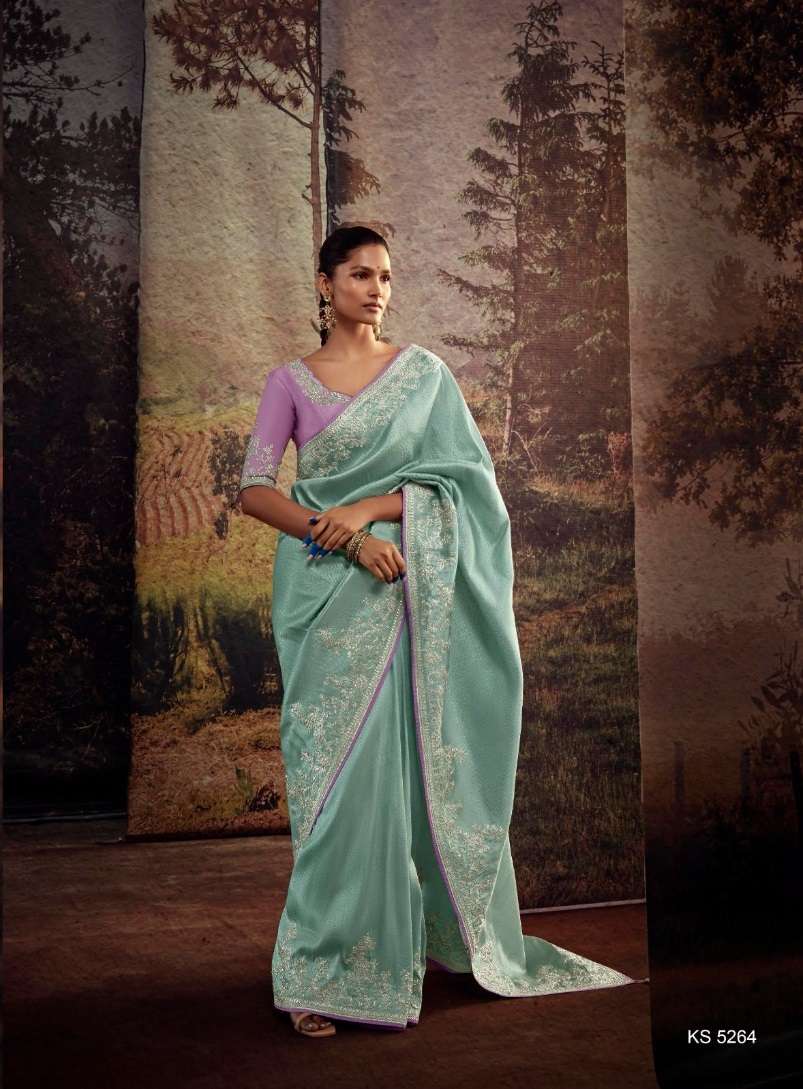 DESIGNER FANCY WEDDING PARTY WEAR FANCY SILK SAREE COLLECTION KIMORA SM 5264