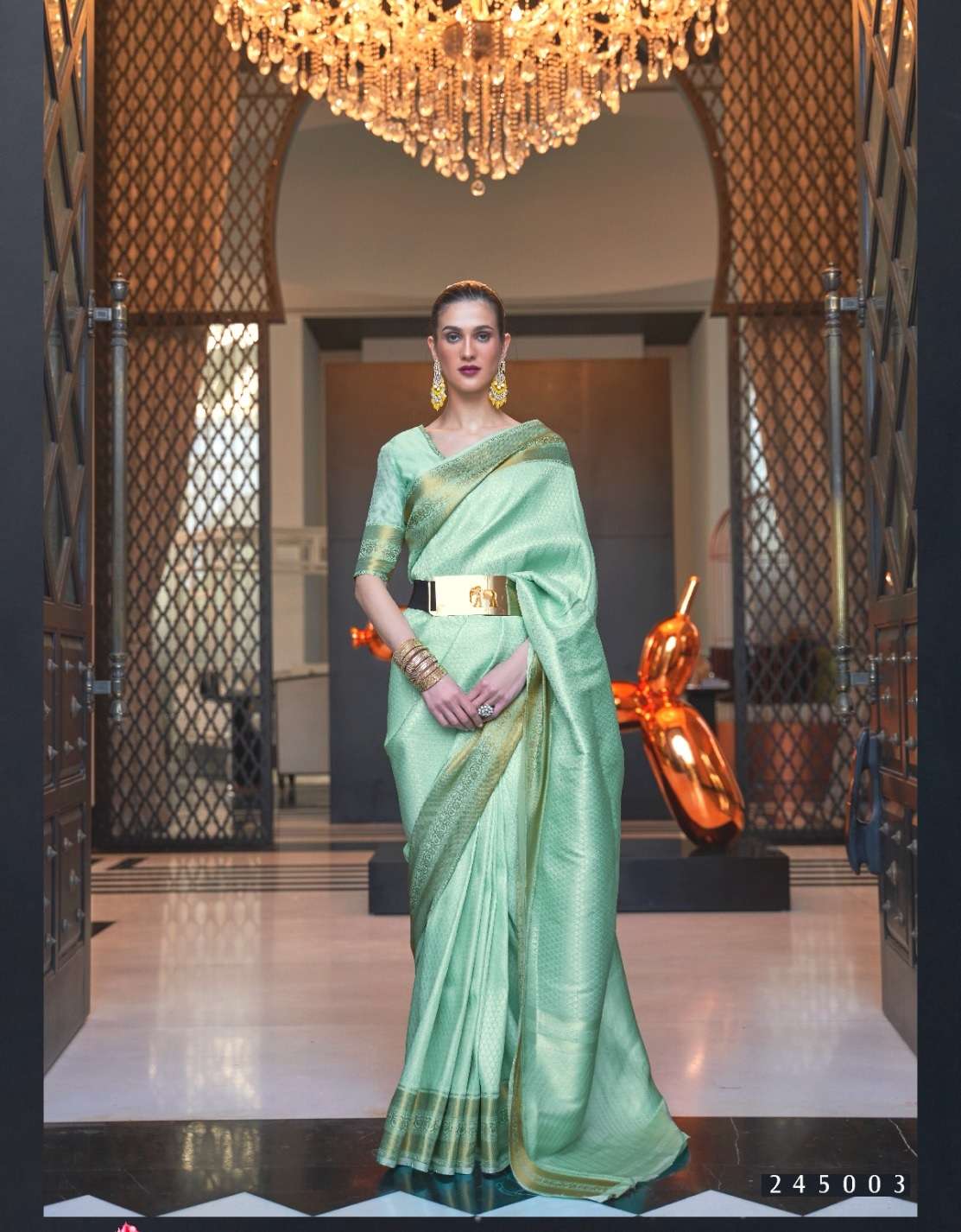 DESIGNER FANCY WEDDING PARTY WEAR GREEN SILK SAREE COLLECTION RAJ SM KHITAAB 245003