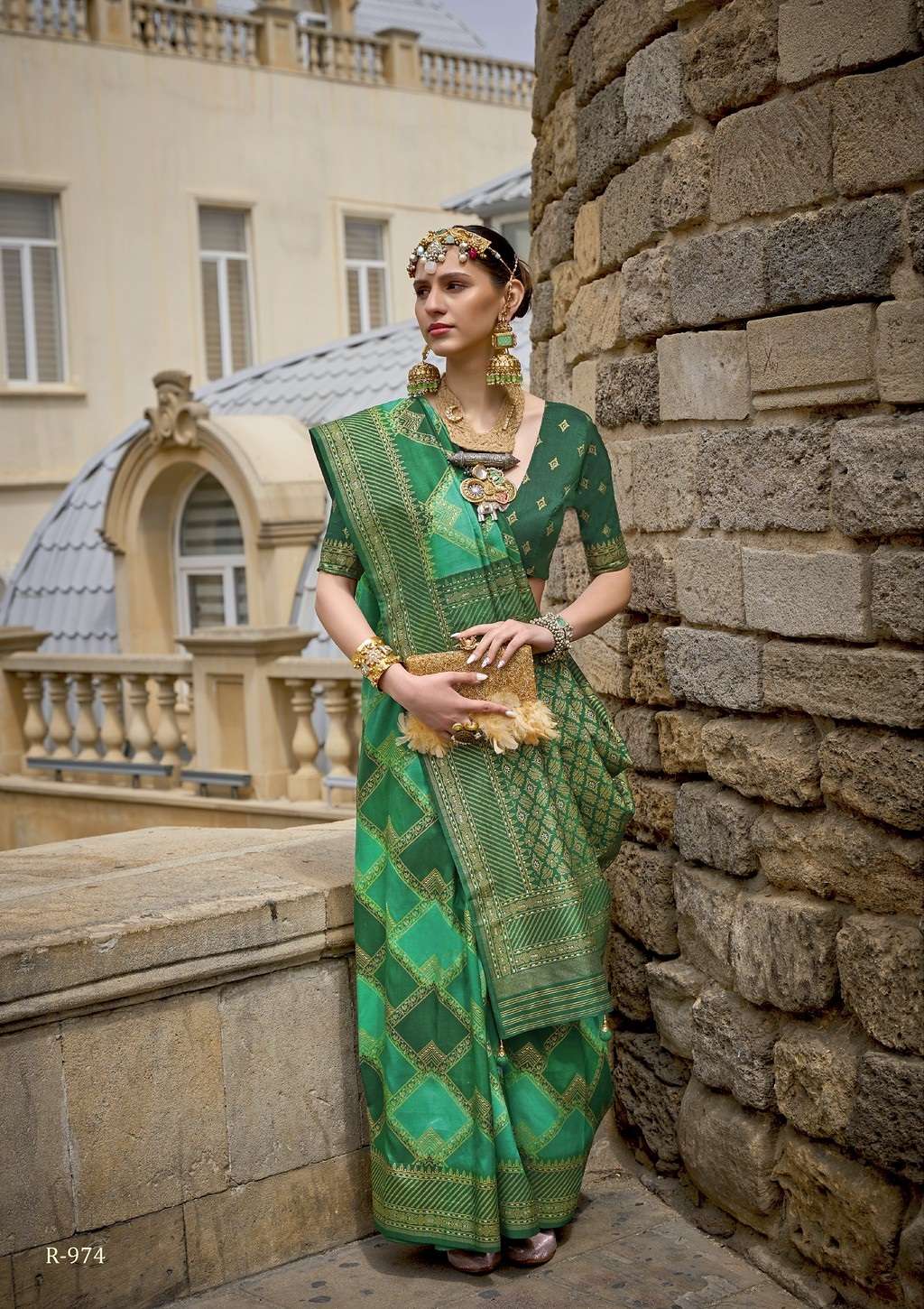 DESIGNER FANCY WEDDING PARTY WEAR GREEN SILK SAREE COLLECTION SM REVAA FLORANCE 974