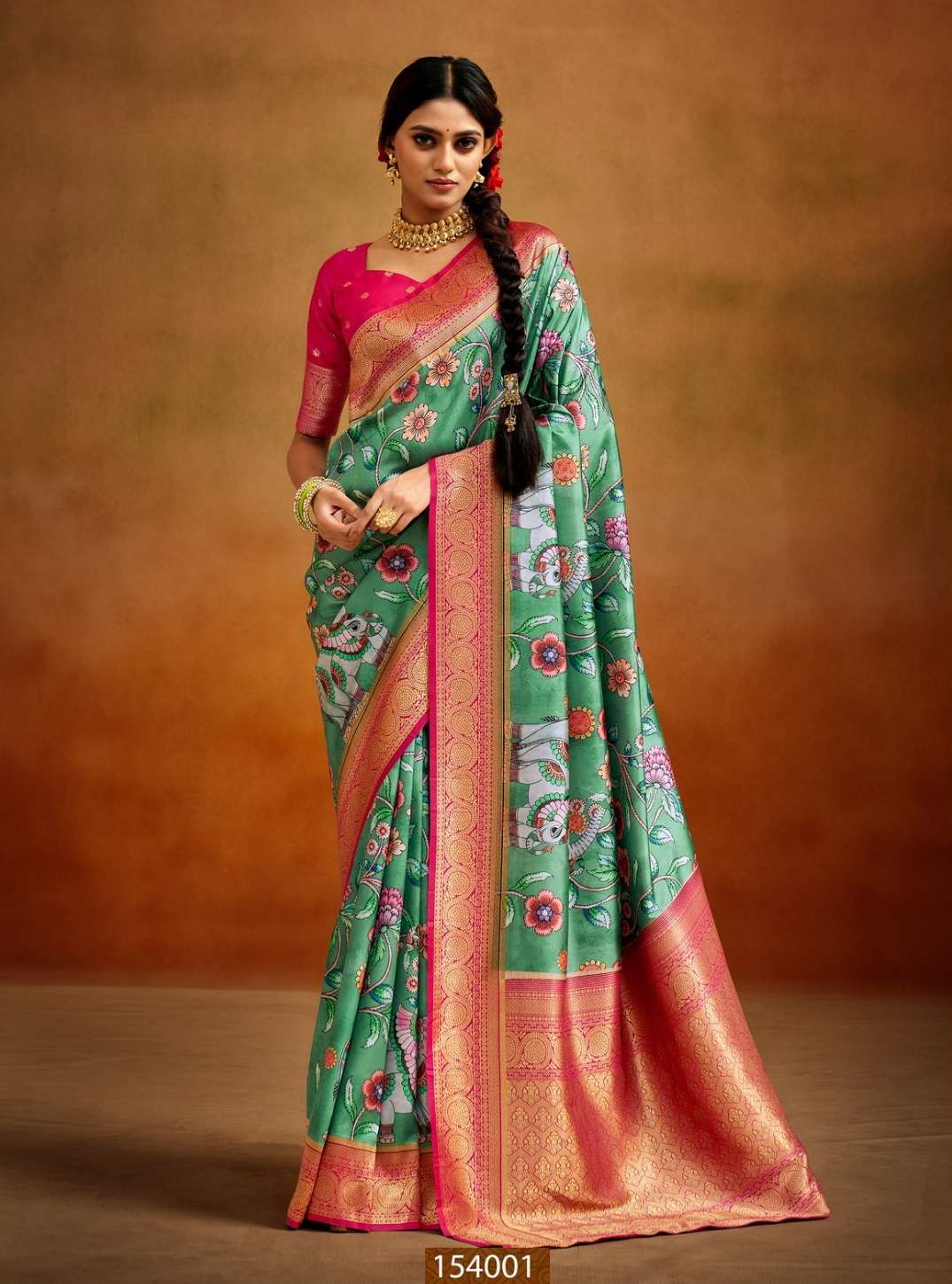 DESIGNER FANCY WEDDING PARTY WEAR GREENSILK SAREE COLLECTION SM RJPT MOGRA 154001