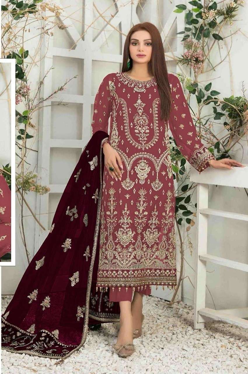 DESIGNER FANCY WEDDING PARTY WEAR PEACE GEORGETTE SILK PAKISTANI SALWAR SUIT JG 4106E