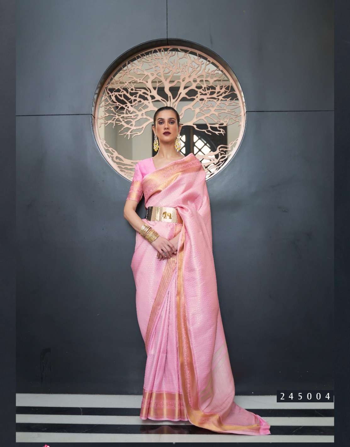 DESIGNER FANCY WEDDING PARTY WEAR PINK SILK SAREE COLLECTION RAJ SM KHITAAB 245004