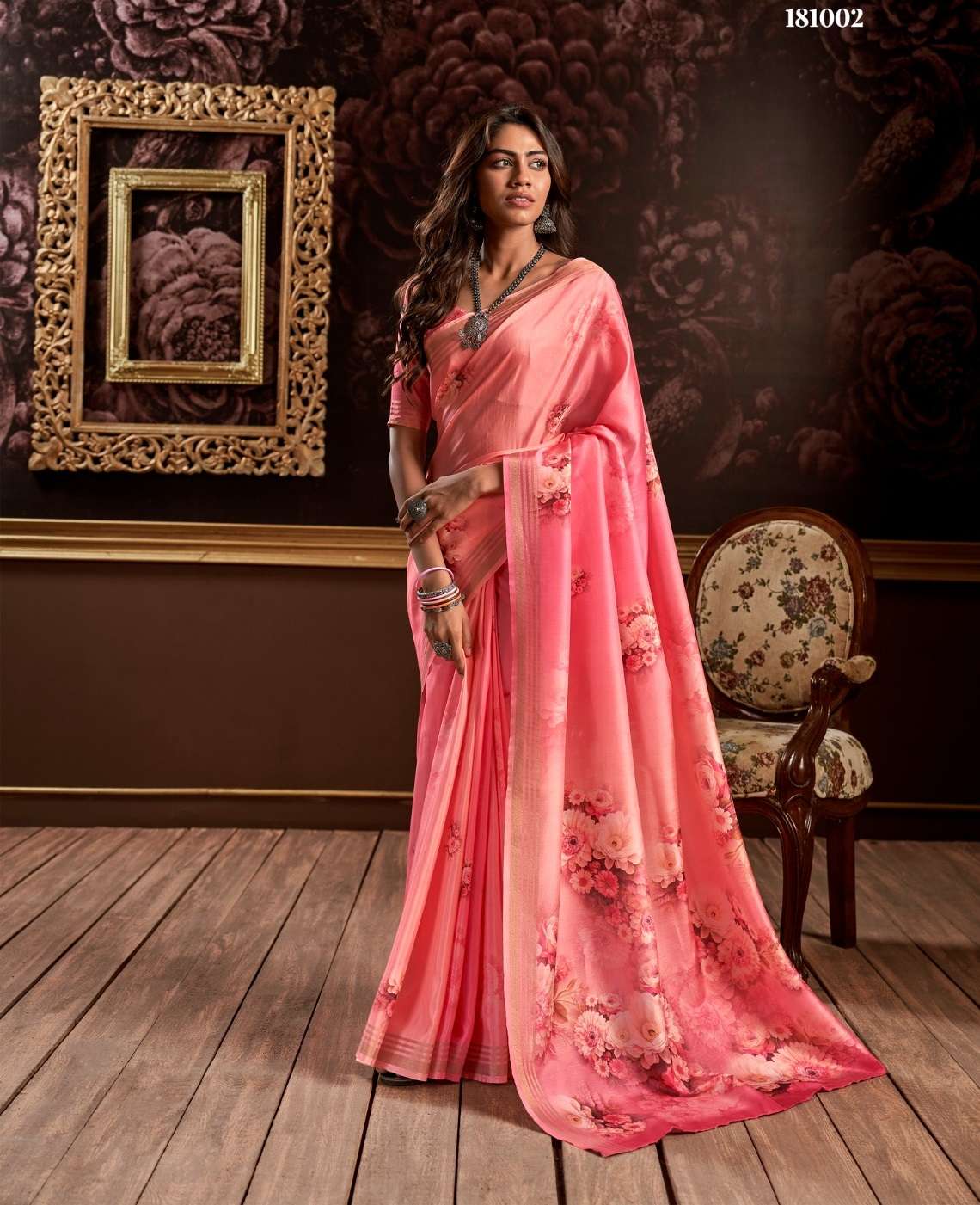 DESIGNER FANCY WEDDING PARTY WEAR PRINTED PINK SILK SAREE COLLECTION SM RJPT 181002