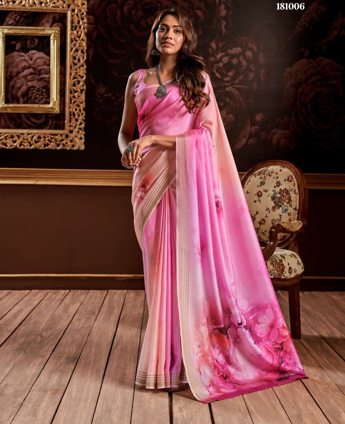 DESIGNER FANCY WEDDING PARTY WEAR PRINTED PINK SILK SAREE COLLECTION SM RJPT 181006