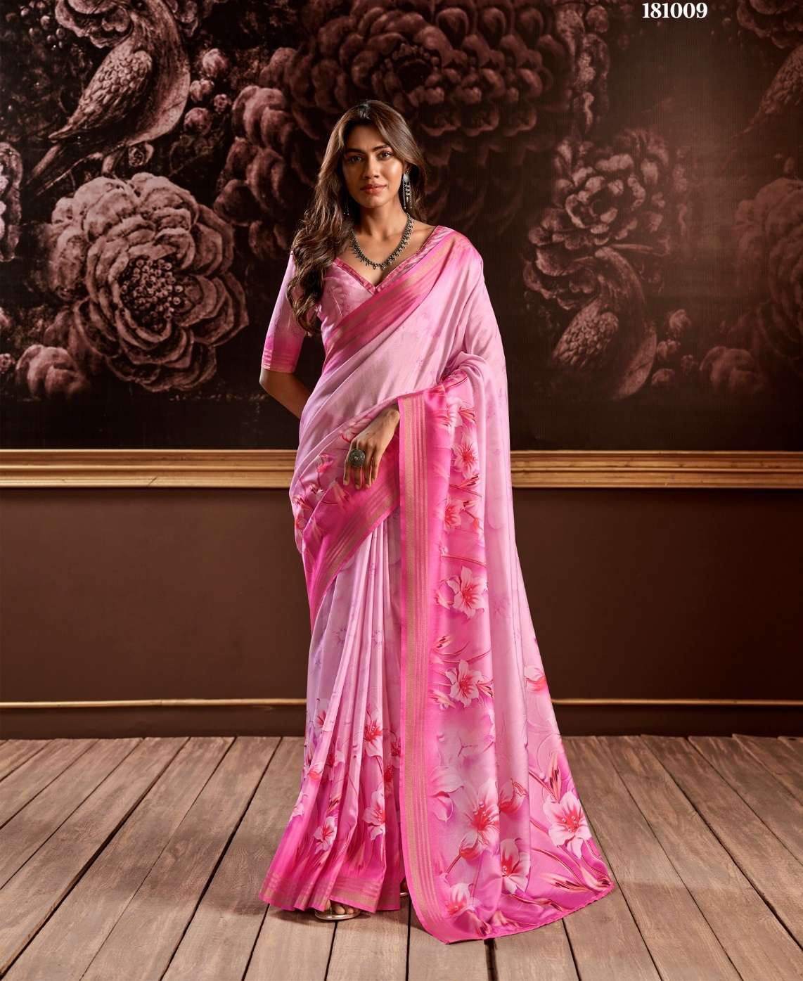 DESIGNER FANCY WEDDING PARTY WEAR PRINTED PINK SILK SAREE COLLECTION SM RJPT 181009