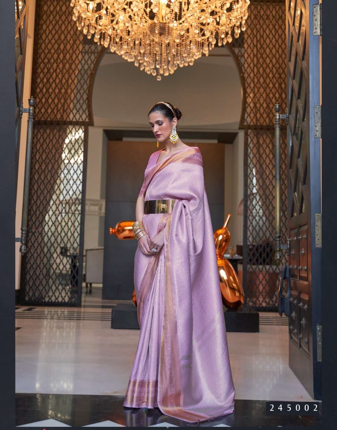 DESIGNER FANCY WEDDING PARTY WEAR PURPLE SILK SAREE COLLECTION RAJ SM KHITAAB 245002