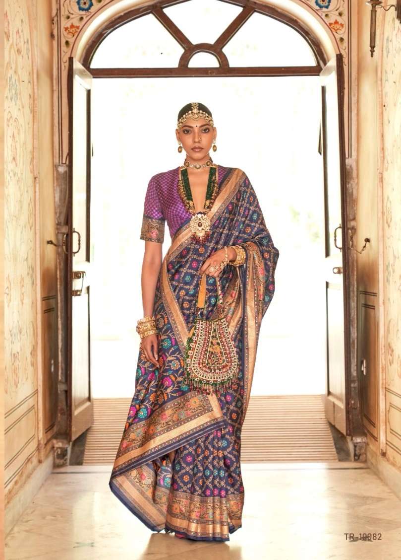 DESIGNER FANCY WEDDING PARTY WEAR PURPLE SILK SAREE COLLECTION SM TRTH YAMUNA 10082