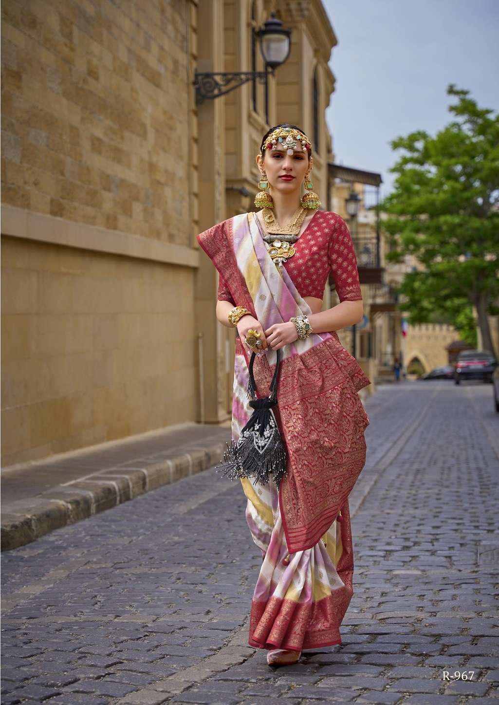 DESIGNER FANCY WEDDING PARTY WEAR RED SILK SAREE COLLECTION SM REVAA FLORANCE 967