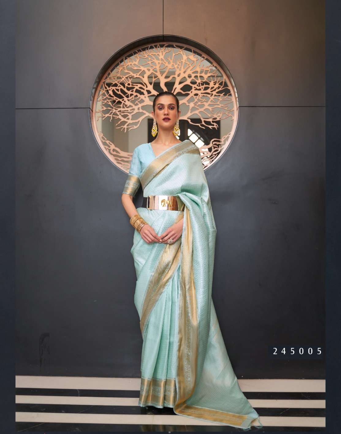 DESIGNER FANCY WEDDING PARTY WEAR SKY BLUE SILK SAREE COLLECTION RAJ SM KHITAAB 245005