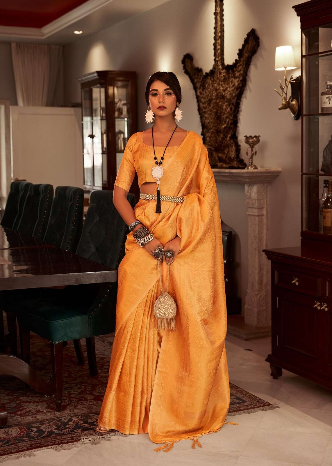 DESIGNER FANCY WEDDING PARTY WEAR YELLOW SILK SAREE COLLECTION SM RJPTH SAMBHAVI 152001