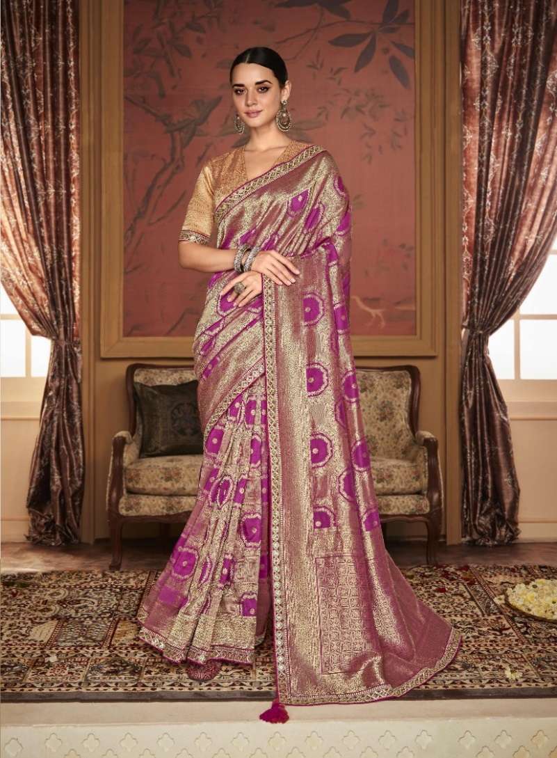 DESIGNER WEDDING PARTY FUNCTION WEAR RANI PINK DOLA SILK SAREE COLLECTION SM KIM MAHARANI 1088