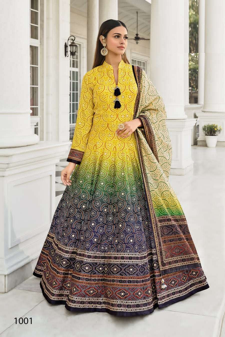 DESIGNER WEDDING PARTY WEAR DOLA SILK ANARKALI SALWAR SUIT GOWN VRST MOREPINCH 1001