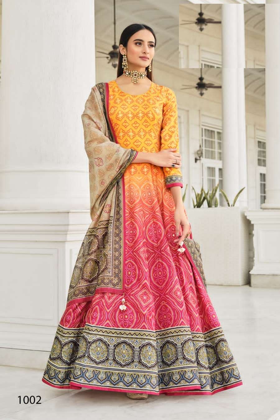 DESIGNER WEDDING PARTY WEAR DOLA SILK ANARKALI SALWAR SUIT GOWN VRST MOREPINCH 1002