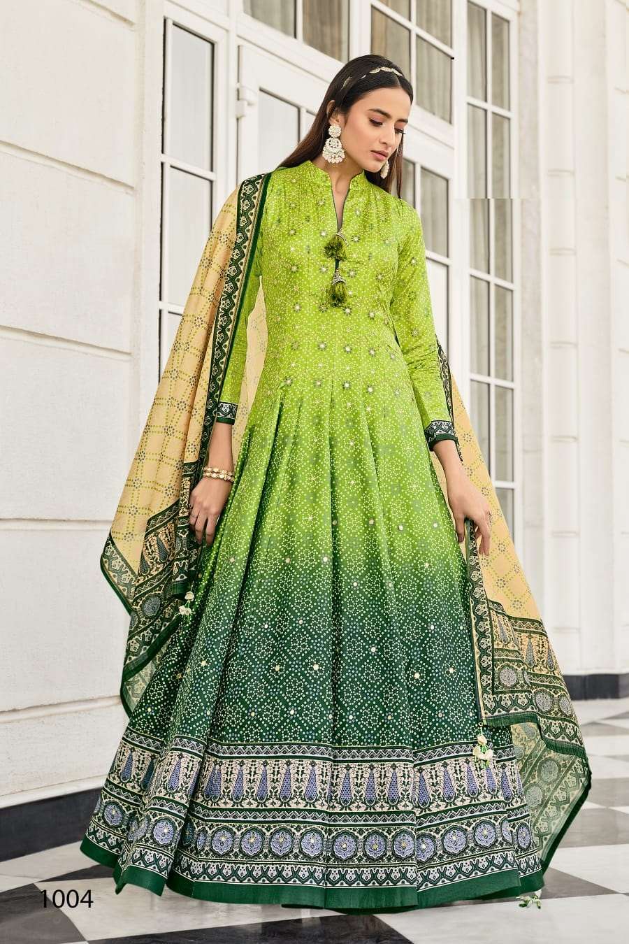 DESIGNER WEDDING PARTY WEAR DOLA SILK ANARKALI SALWAR SUIT GOWN VRST MOREPINCH 1004